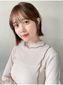 縮毛矯正 くびれヘア レイヤーカット アプリコットオレンジ