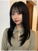 レイヤーカット 暗髪 ハッシュカット 韓国ヘア 10代 20代