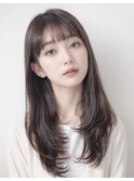 韓国ベージュ×顔周りレイヤー/似合わせカラーチェリーブラウンf