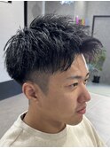 メンズショート/アップバング/
