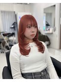 ミルクブラウンオレンジブラウン×ミディアムレイヤー