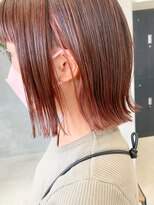 テトヘアー(teto hair) 外ハネボブ、インナーカラー、切りっぱなしボブ、コーラルピンク