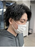 ツイストスパイラルパーママッシュウルフパーマ波巻きパーマ束感