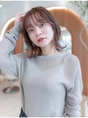 顔まわりレイヤーシースルーサイドバング外ハネレイヤーボブ