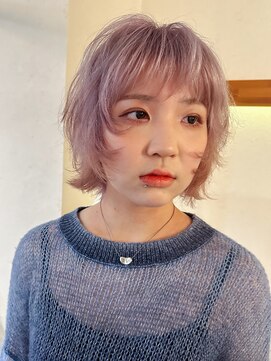 イルフレール(ill frere) "ハイトーン　ウルフボブ　ホワイトピンク"