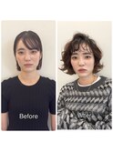 骨格ナチュラル/ウェーブボブ/ビフォーアフター