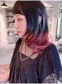 グラデーションカラー　ピンク　レイヤーカット　ダブルカラー