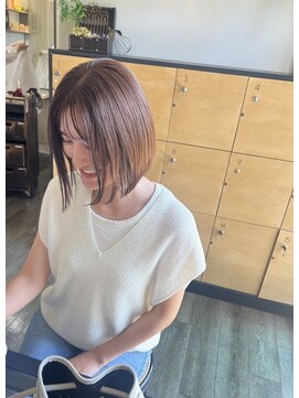 ココロヘアー ウィル 半田山店(Cocolo hair Will) 柔らかベージュボブ×ナチュラル前髪