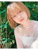 ロミー 本厚木(ROMMY.)&nbsp;大人ボブ◎ホワイトブロンド前髪ありショートボブ20代～50代