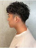 刈り上げ ツーブロック メンズショート 波巻きパーマ ツイスパ