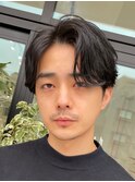 渋谷ニュアンスパーマメンズカットルーズパーマセンターパート