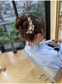 華やかふわふわ高めお団子アレンジ♪
