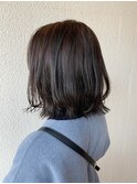 黒髪暗髪小顔前下がり外ハネボブアッシュブラウン