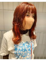 モルニ(MORNI)&nbsp;オレンジブラウン_マロンベージュ Aラインボブ かきあげ