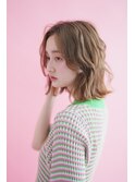 ピンクベージュ×愛されボブ