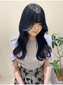 韓国ヘア × ネイビーブルー