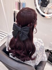 編み込みハーフアップ【クランルシェ】心斎橋ヘアメ/ヘアセット