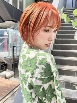 ヌード(NUDE) NUDEハイトーンカラー オレンジ 丸みショート 大人ショートボブ