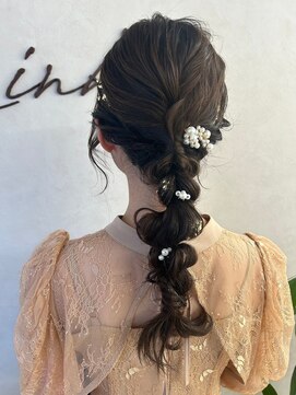 リンク(Link) ヘアセット/編み下ろし/編み下ろしアレンジ/お呼ばれヘア/金箔