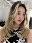 韓国ヘアーハッシュカットレイヤーカットハイライトカラー