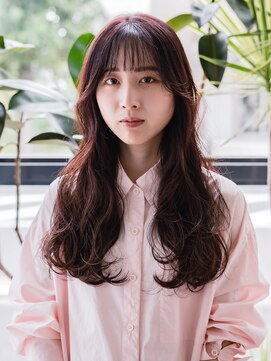 ヘアークラフト(Hair Craft) コテ巻き風パーマ×ピンクベージュ【岡山】ロングデジタルパーマ