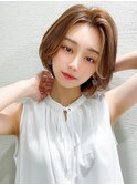 【30代40代】丸みショート/小顔/暗髪/オリーブグレー