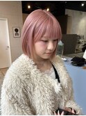 福井ハイトーンホワイトピンク韓国タッセルボブ学生