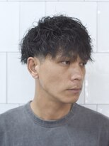 メリケンバーバーショップ フクオカ(MERICAN BARBERSHOP FUK)&nbsp;ハイライトマッシュパーマウルフアッシュブラック