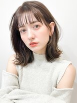 ホワイトグレージュミニウルフデジタルパーマチェリーブラウン