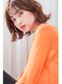 ココアベージュ前髪アンブレラカラーこなれミディ