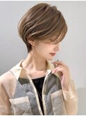前髪あり耳掛け丸みくびれ大人ショートボブ20代30代40代50代*