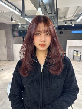 ハオ(hao) ピンクブラウン×顔周りレイヤー