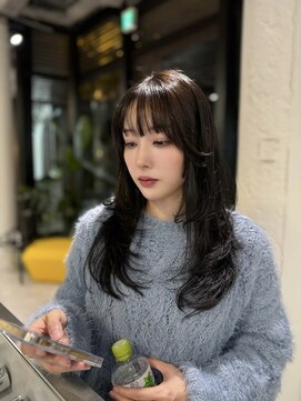 ブロウ ネックス ザ サロン 表参道(VLOW nex the salon) グレージュ　レイヤーカット　顔周りカット　韓国ヘア　掛札