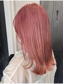 ダブルカラーピンクベージュベージュカラーケアブリーチレイヤー