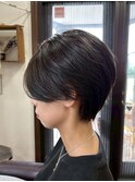 大人可愛いハンサムショート＊奥行きショート＊アッシュブラック