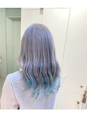派手髪インナーカラーブルー/デザインカラー