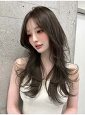 アッシュグレーレイヤーカットアッシュ20代30代40代韓国ヘア艶髪