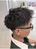 メンズパーマツイストスパイラルフェザーパーマ眉毛