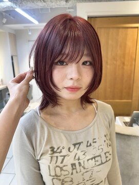 テトラ バイ ネオリーブ 横浜西口店(tetra by neolive) ニュアンスウルフカットシャギーカットダブルカラーボルドー