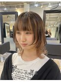 ＊ミディアムウルフカット×インナーカラーミルクティーベージュ