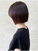 艶感プツっとボブ/アッシュブラック/前髪パーマ