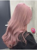 ダブルカラーミルクティーベージュピンクベージュロングレイヤー