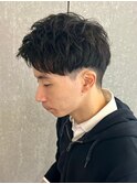 アップバンクメンズカットショートニュアンスパーマツーブロック