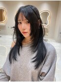 韓国ヘアハッシュカットレイヤーカットベージュブリーチ無し