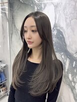 顔まわりレイヤー×オリーブベージュ×高濃度ケラチン髪質改善