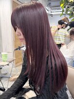 サンク 原宿 表参道(cinq) ブリーチなしダブルカラーレイヤーカットワインレッドブラウン