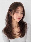 グレージュカラー暗髪透明感艶髪ロングまとまり髪質改善美髪