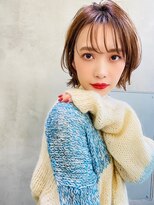 メーヴェ(Mowen) mowen 南堀江　ボブ×ピンクブラウン×艶髪×シースルーバング