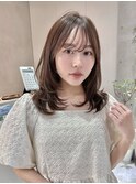 韓国ヘア/ミディアム/レイヤーカット/前髪カット