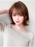 ★ホワイトグレージュミニウルフデジタルパーマチェリーブラウン